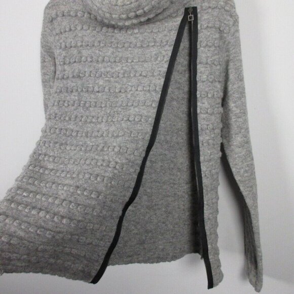 Sarah Pacini Women Gray Knit Turtle Neck Sweater Zipper Accent Wool Blend OS 350 - Picture 7 of 15